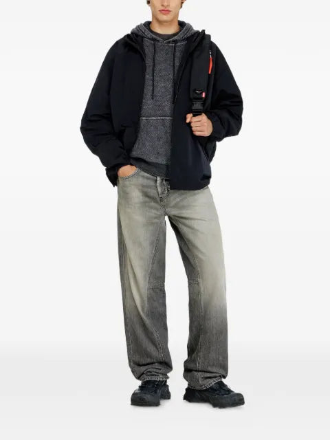 Diesel hoodie in textured cotton mesh