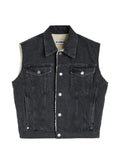 Jil Sander fleece-lined denim gilet