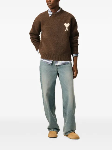 AMI Paris Crewneck alpaca sweater with Ami de Coeur