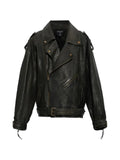Balmain belted leather jacket