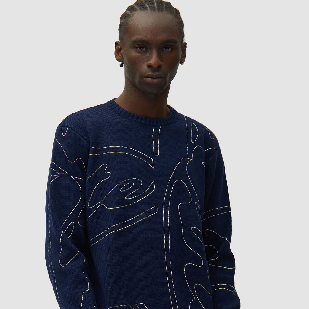 Arte Allover Circle Logo Knit: Navy