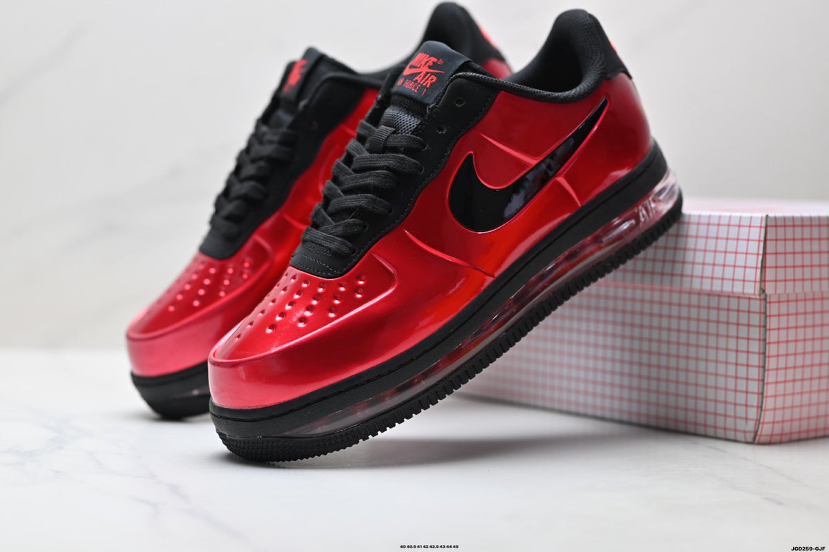 Nike Air Force 1 Low Red Black Unisex Sneakers Style 03