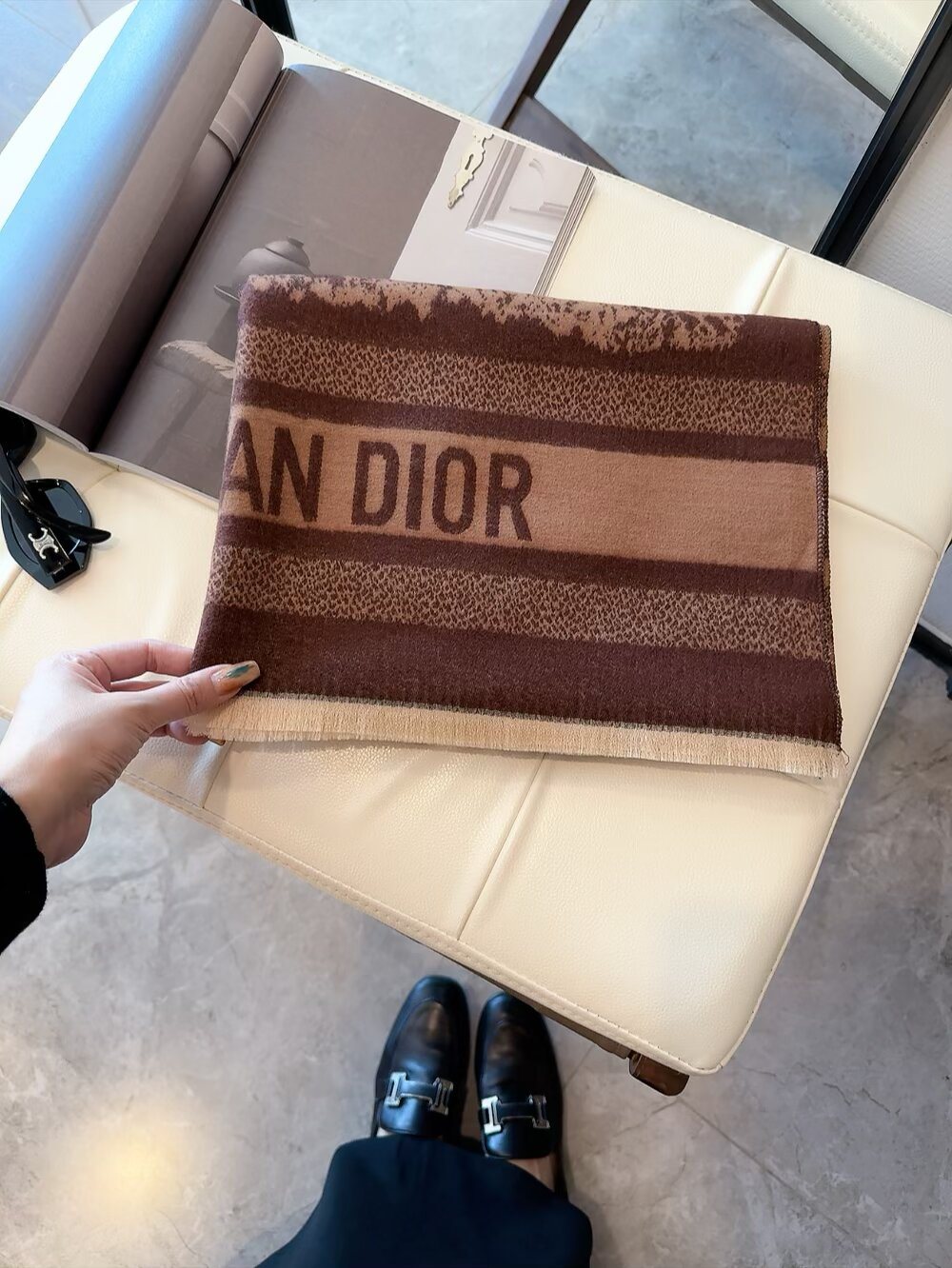 Dior Animal & Foliage Fringed Scarf
