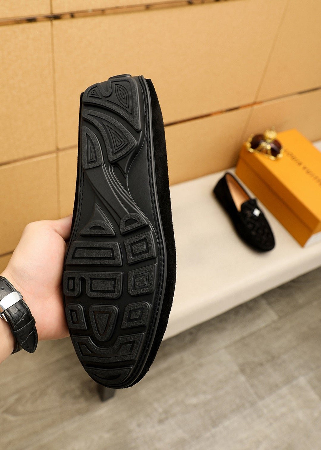 Louis Vuitton Embossed Metal-Detail Loafers