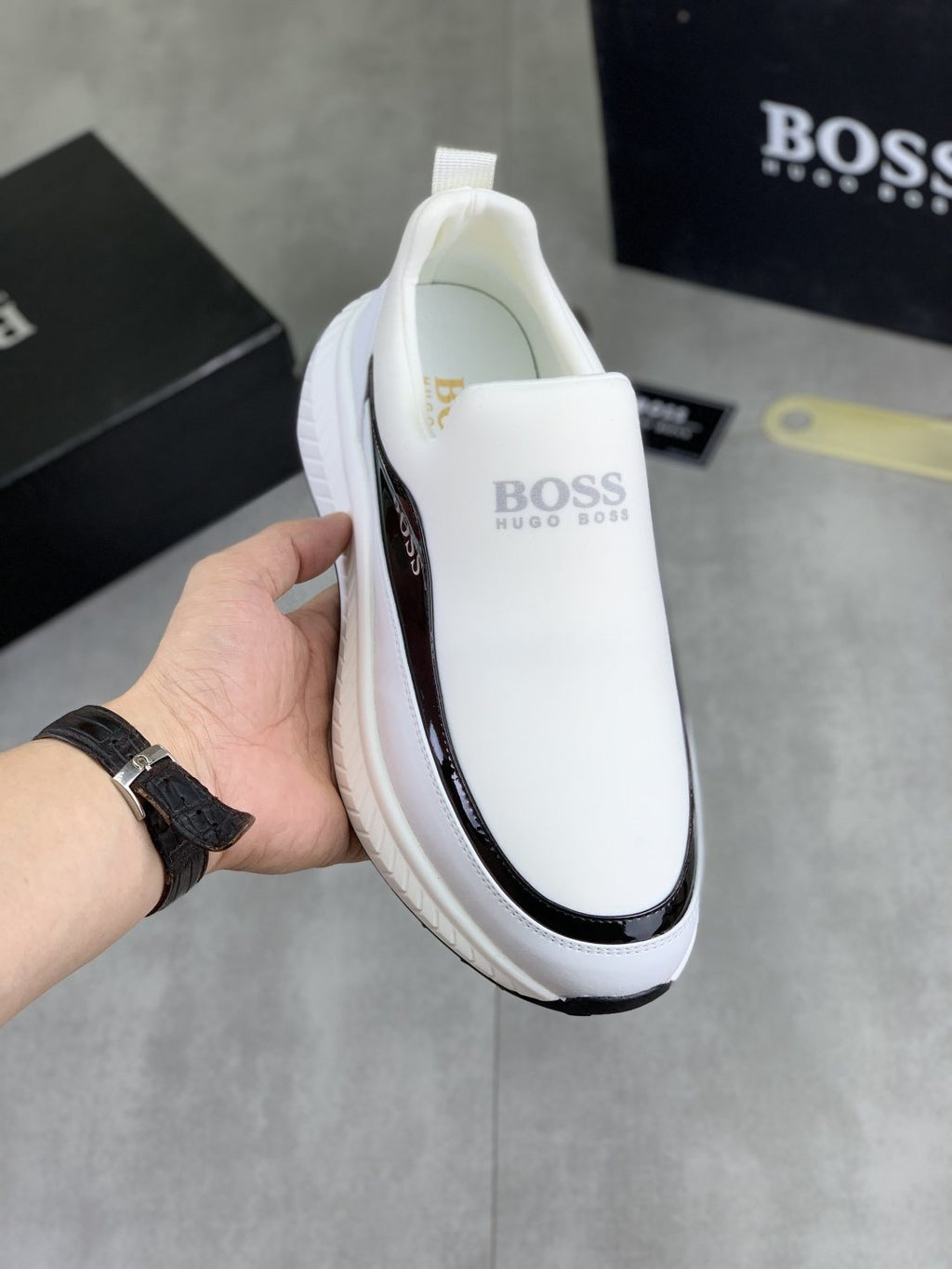 BOSS Low-Top Slip-On Sneakers