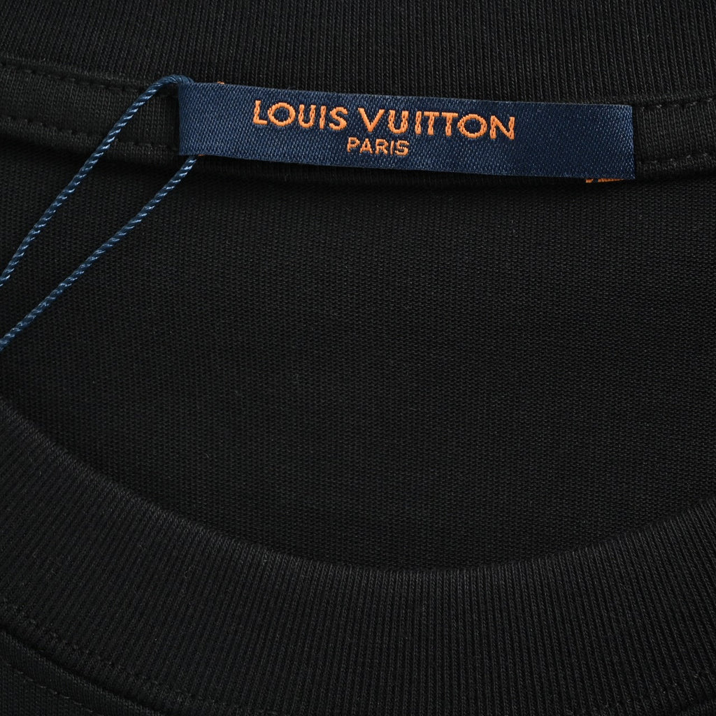 Louis Vuitton 26SS Front & Back Leather Letter Logo T-Shirt Black