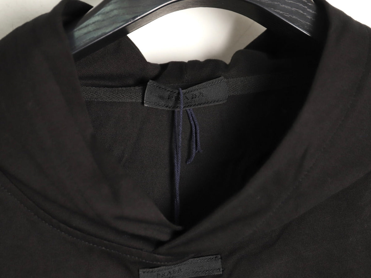 Prada PRD Neck-Label Relaxed Pullover Hoodie - Black